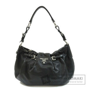 Prada Soft Calf Pleated Hobo Shoulder bag Nero black